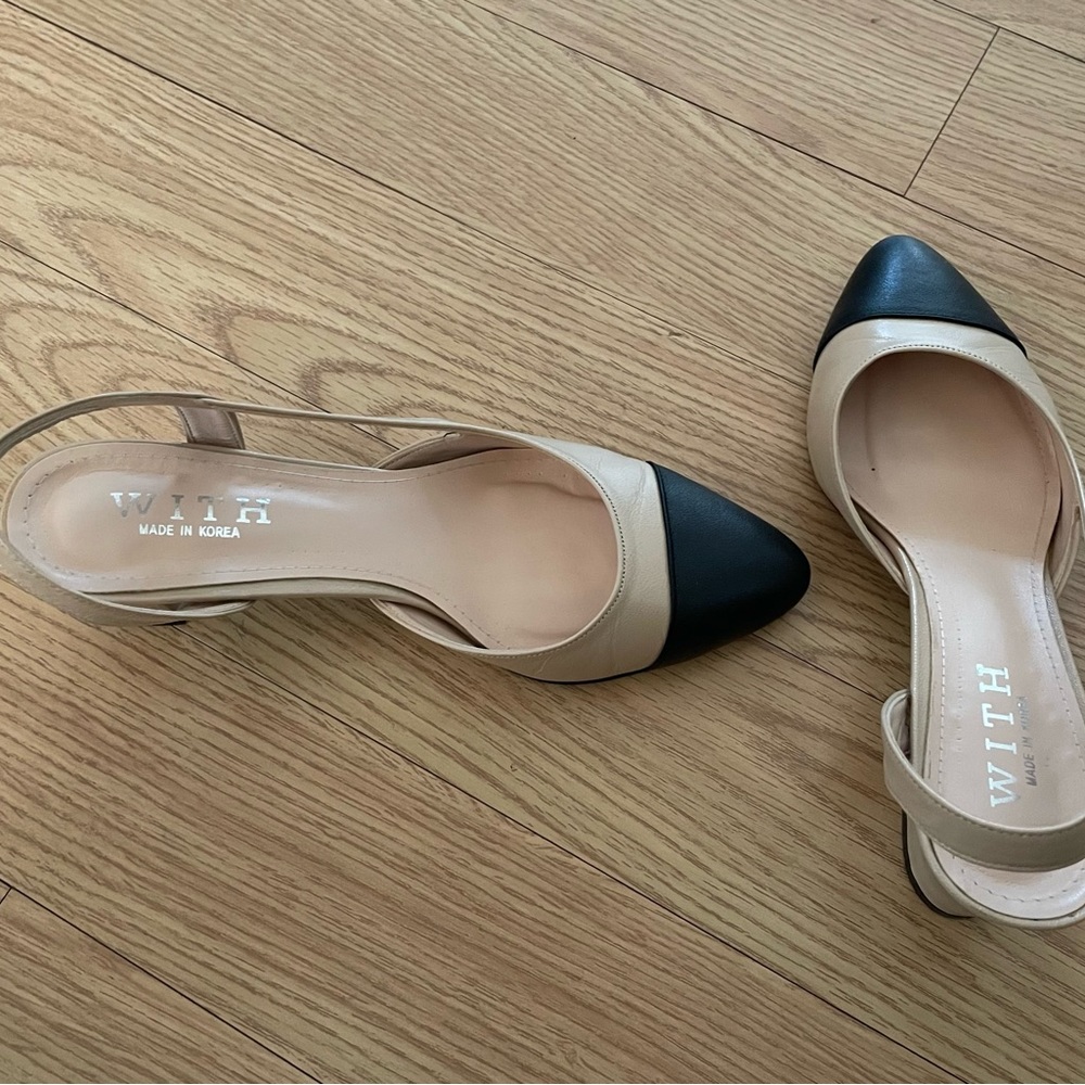 Slingback Cap Toe Chunky Heels